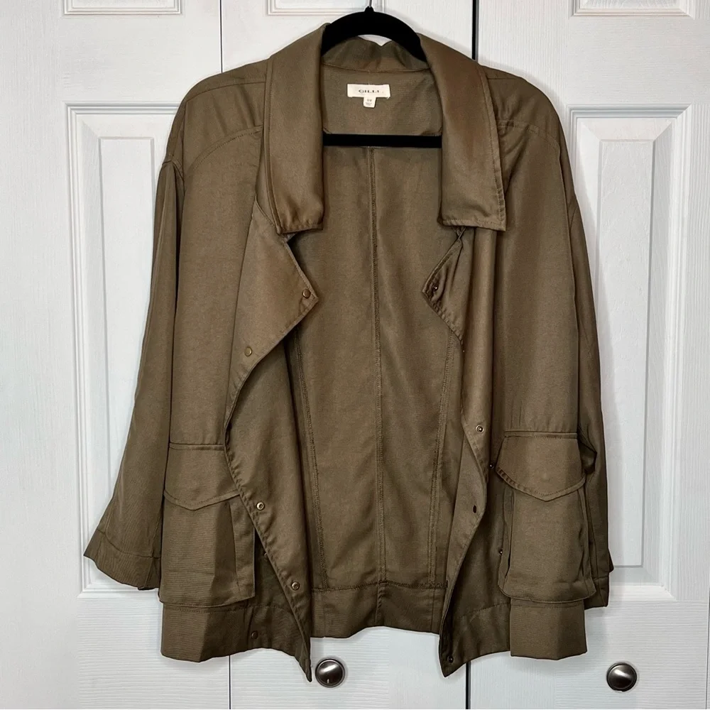 Gilli Womens Jacket Size S/M Army Green Military Infantry Draped Button Up - Picture 2 of 12